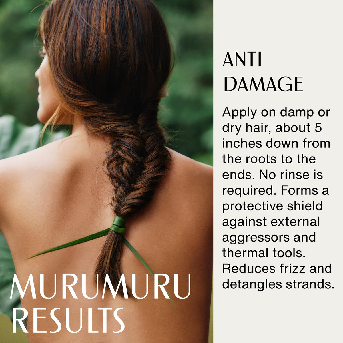 natura applied to hair mid-lengths demonstrating detangling and smoothing benefit