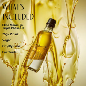 Natura applying oil on arm, shows smooth non-greasy finish and softening benefit