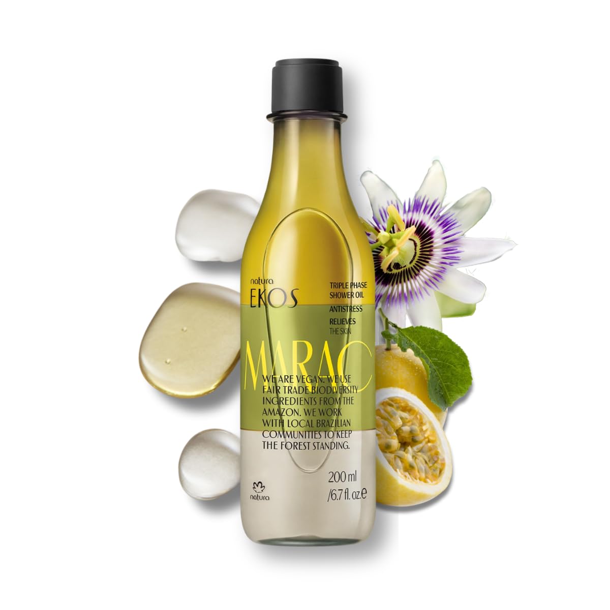 Natura front packaging showing bottle and label, communicates authentic Brazilian beauty