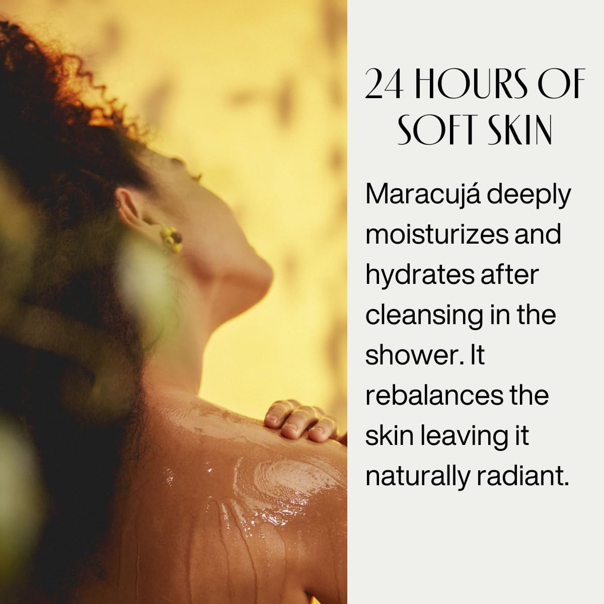 Natura maracujá oil ingredient focus, emphasizes natural sourcing and nourishment