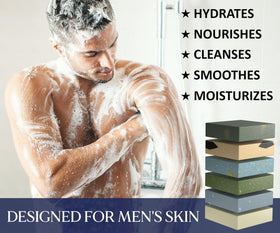 NATURAL AMERICAN bar in wet hand producing lather for effective cleansing benefit