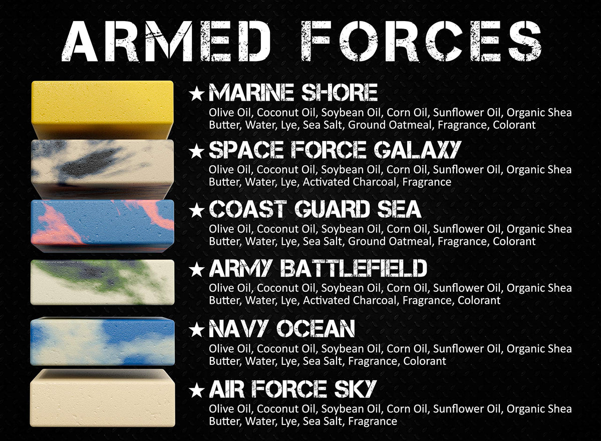 Natural American arranged six bars illustrating variety of masculine scents for daily rotation