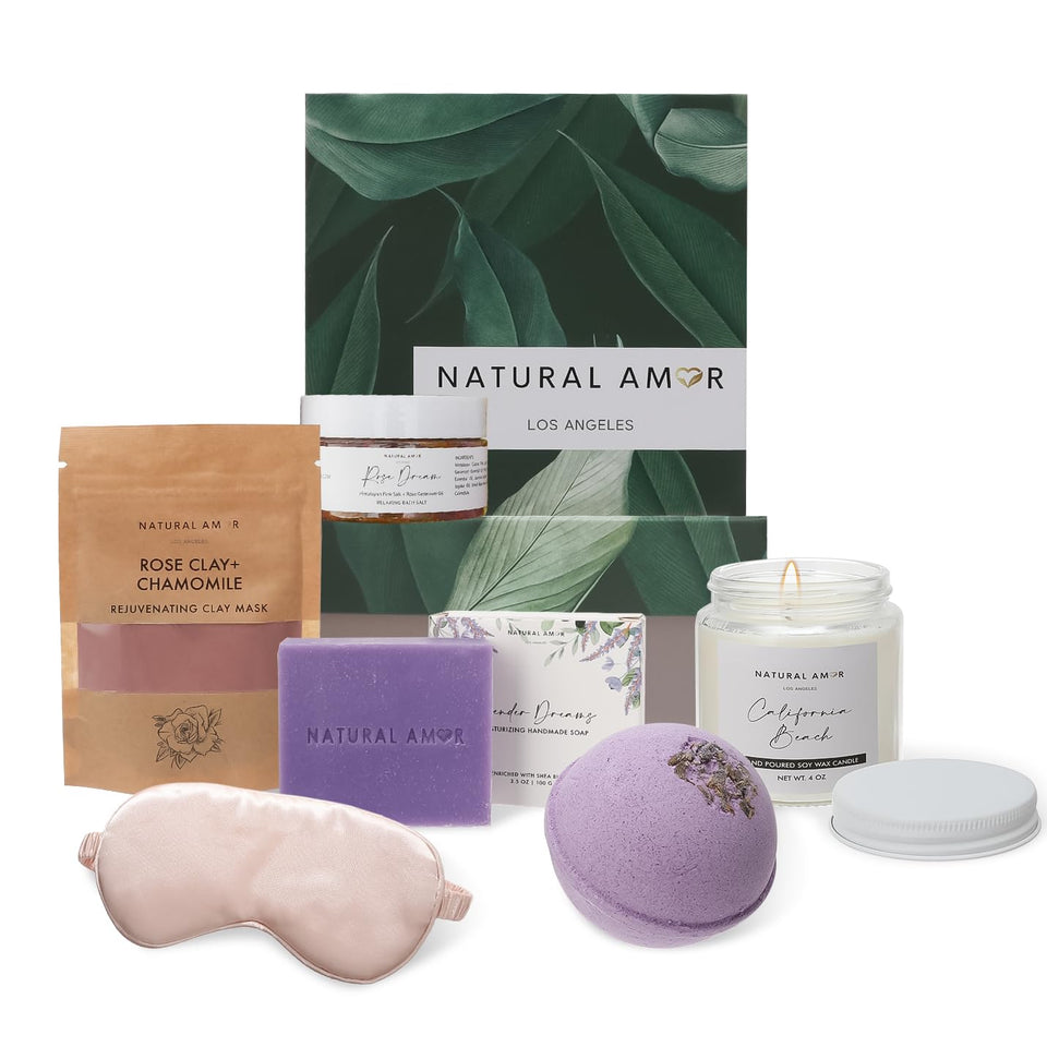 Natural Amor Los Angeles front packaging showing complete six-piece gift box and elegant presentation