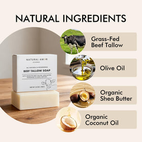 Natural Amor Los Angeles soap displayed in bathroom setting demonstrating gentle daily use