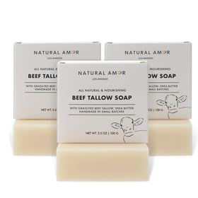 Natural Amor Los Angeles close-up texture of tallow soap highlighting creamy feel