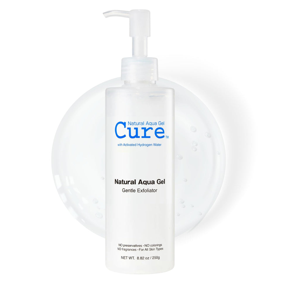 NATURAL AQUA GEL CURE front packaging showing bottle and label benefits