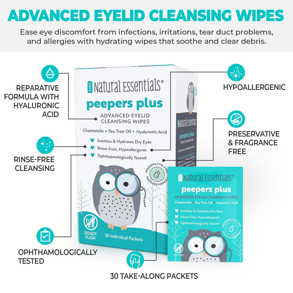 Natural Essentials single sachet opened to show hygienic sealed wipe