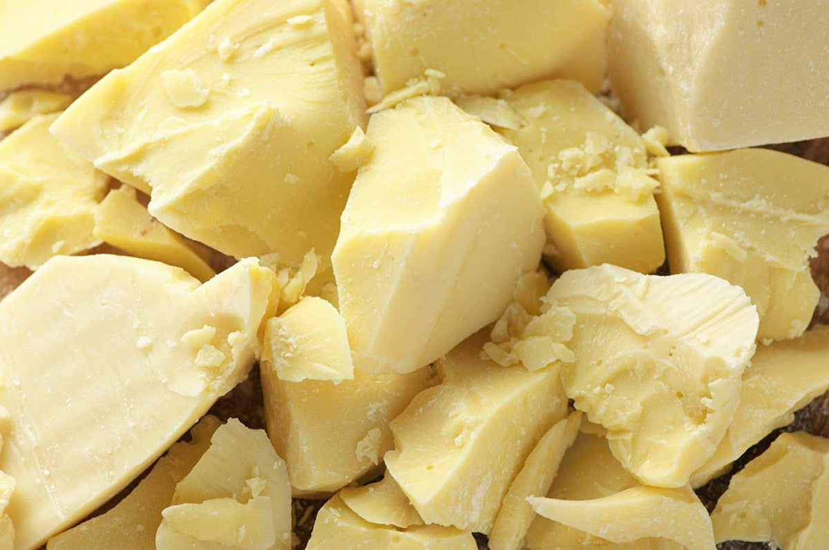 Natural Farms raw cocoa butter front package showing pure block and rich aroma