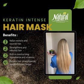 Natural FORMULA applying mask to wet hair showing easy at-home treatment benefit