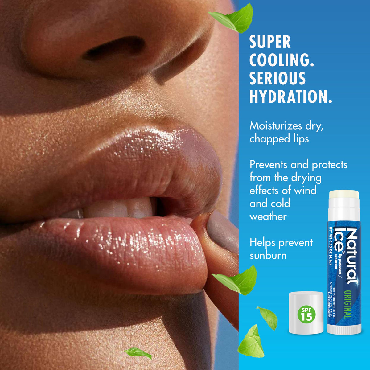 Natural Ice twist-up stick exposed for easy application and travel-ready convenience