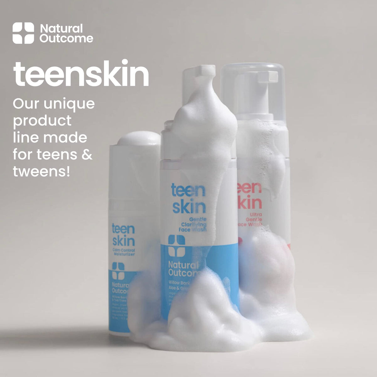 natural outcome bottles on bathroom shelf in lifestyle setting suggesting everyday use