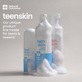 natural outcome bottles on bathroom shelf in lifestyle setting suggesting everyday use