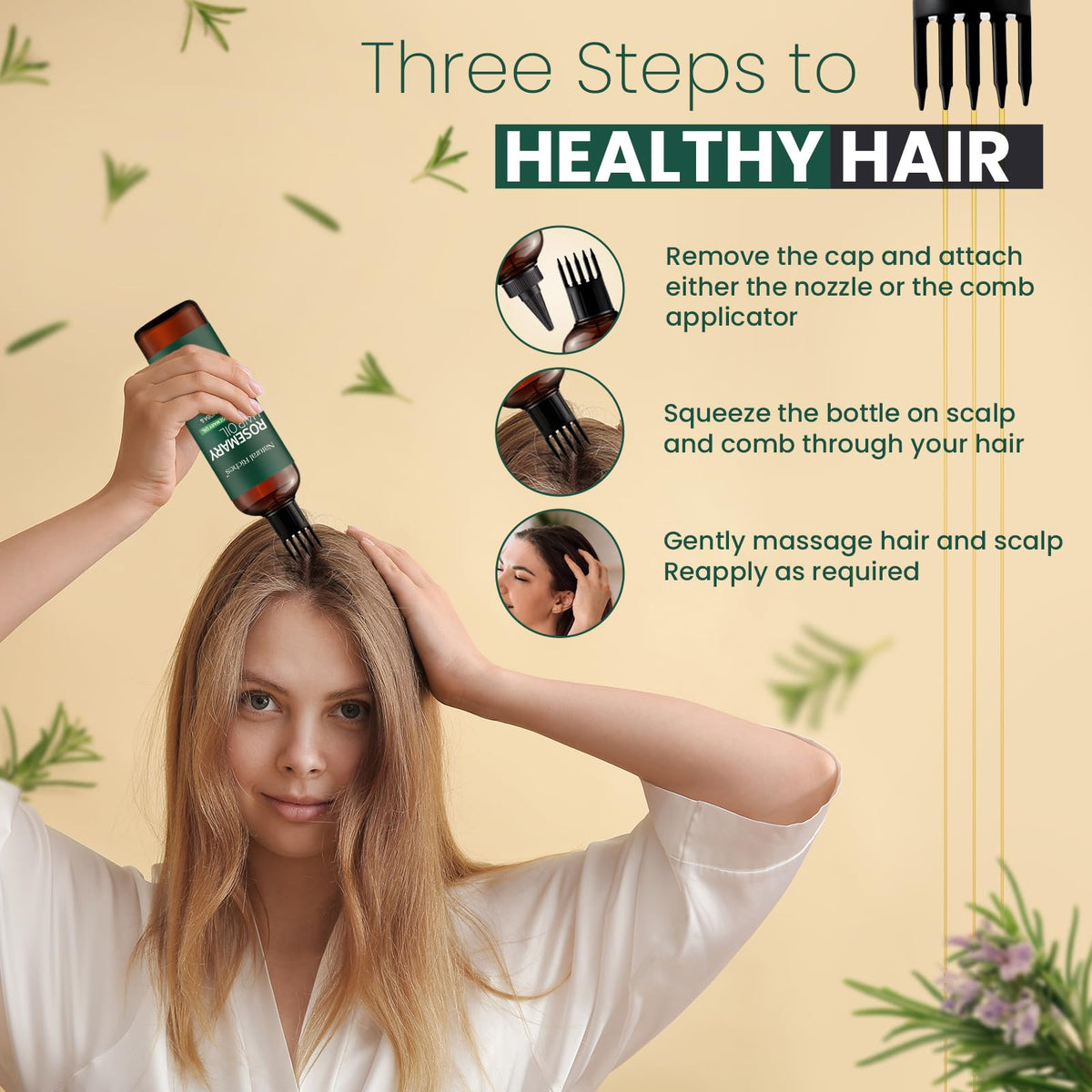 Natural Riches application massaging oil into scalp for moisturizing comfort