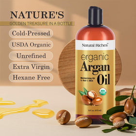 Natural Riches argan kernels with oil representing pure ingredient potency