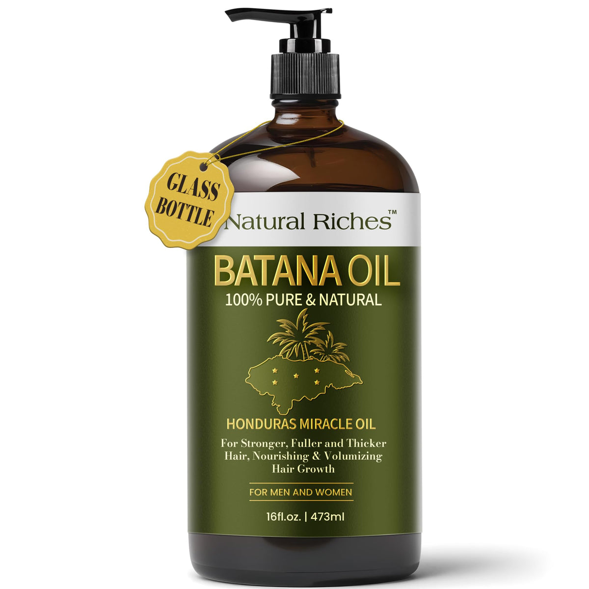 Natural Riches bottle front view showing label and pure packaging benefits
