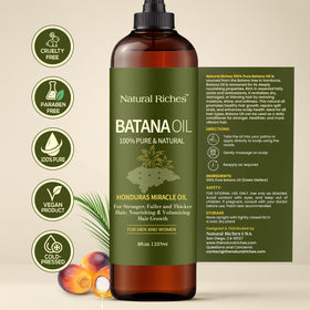 Natural Riches oil in bathroom setting conveying daily routine use