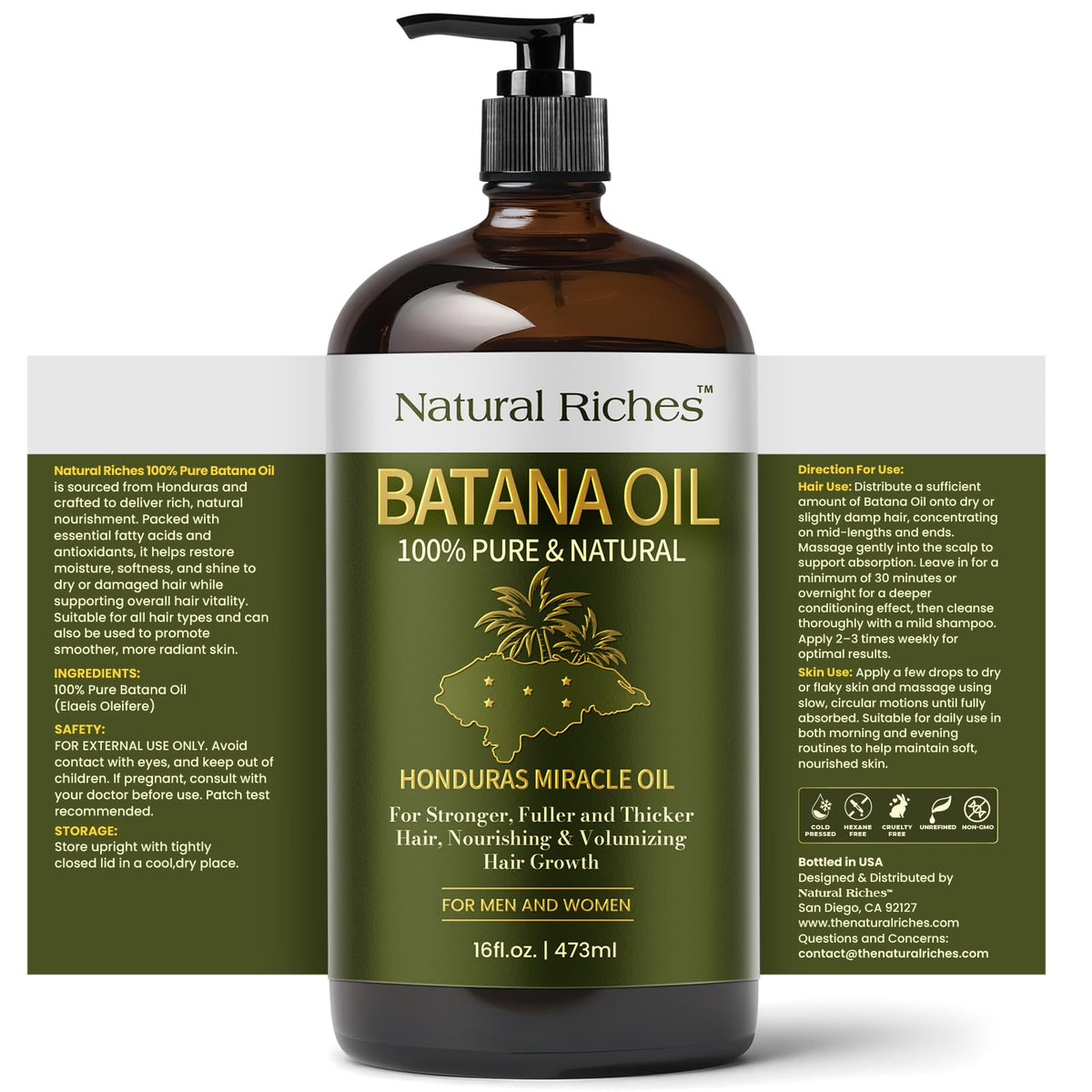 Natural Riches batana oil glossy texture close-up demonstrating moisturizing quality