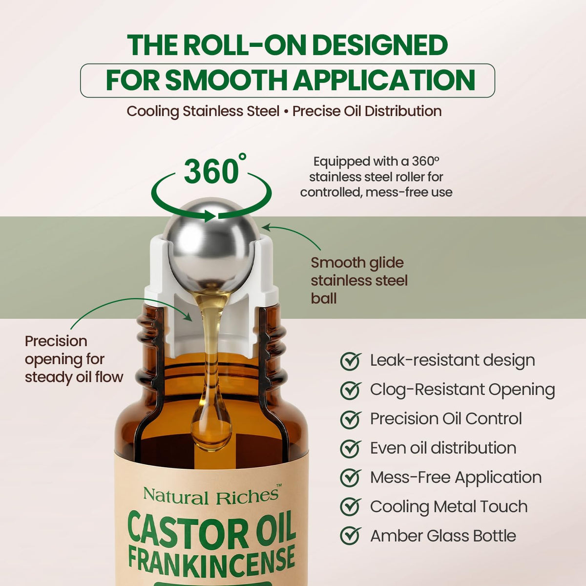 Natural Riches bottle beside frankincense resin indicating botanical blend benefits