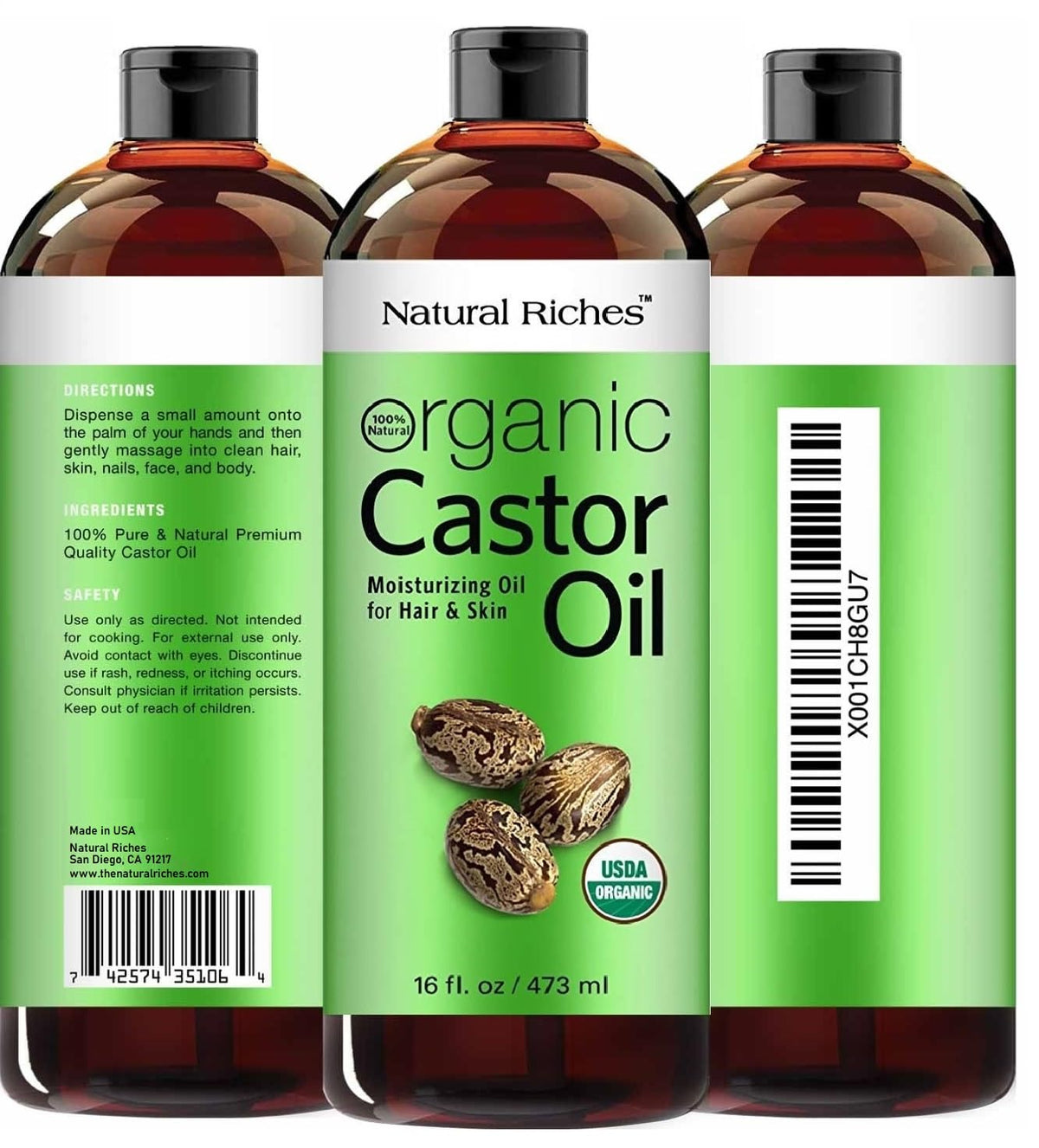 Natural Riches amber bottle close-up protecting oil from light for longer shelf life