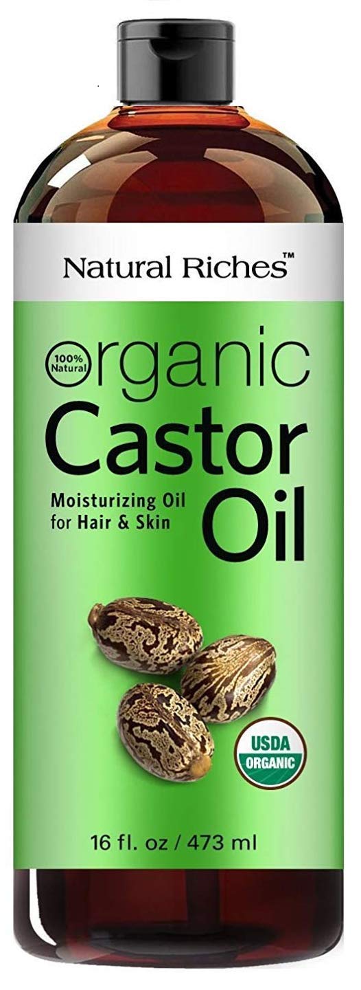 Natural Riches front packaging amber bottle shows certified organic labeling and benefits