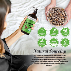 Natural Riches pouring castor oil showing rich texture benefit