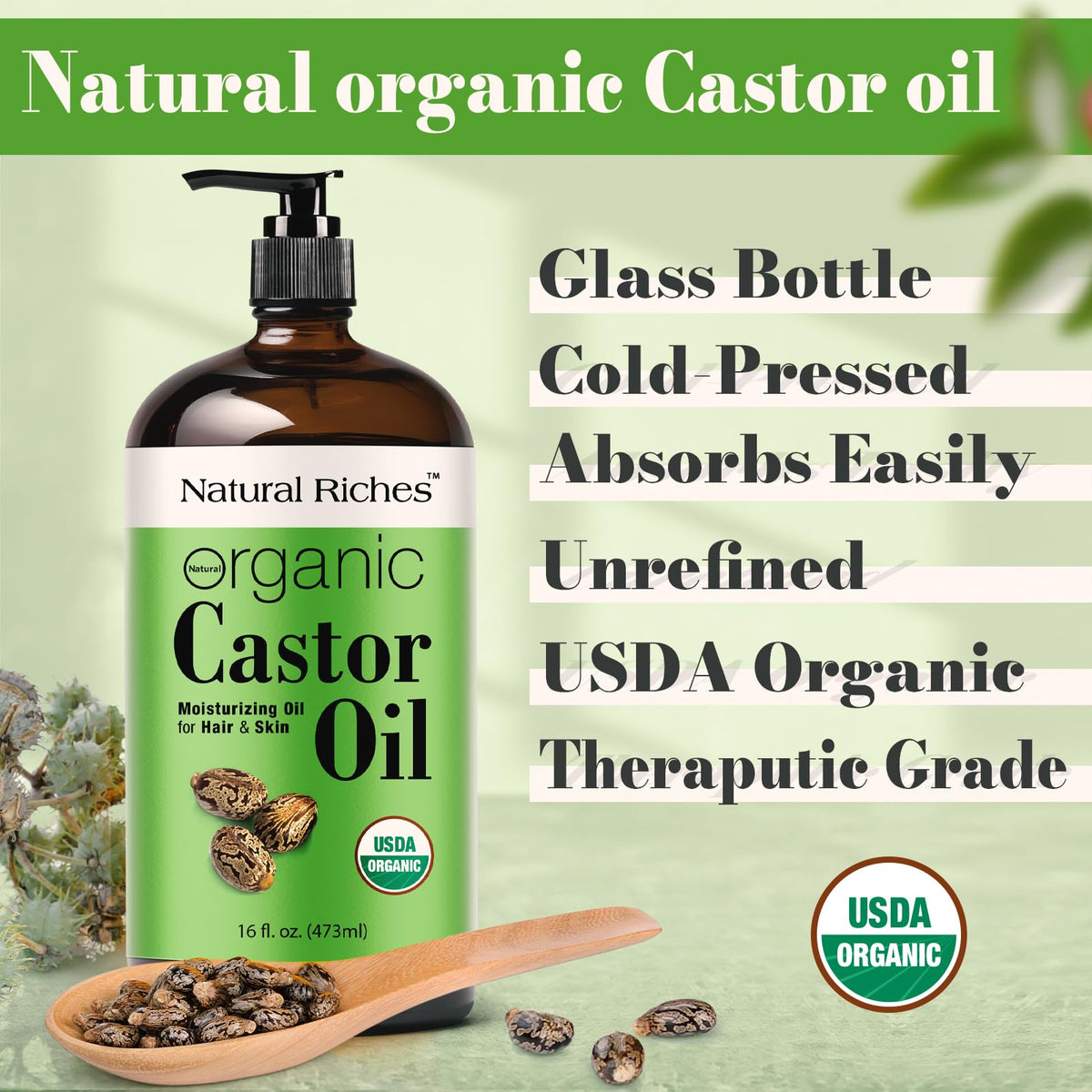 Natural Riches castor oil swatch on hand showing moisturizing effect