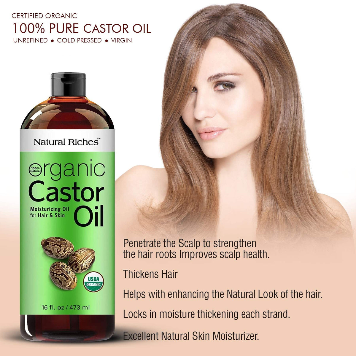 Natural Riches castor oil texture on skin showing deep hydration and smooth finish