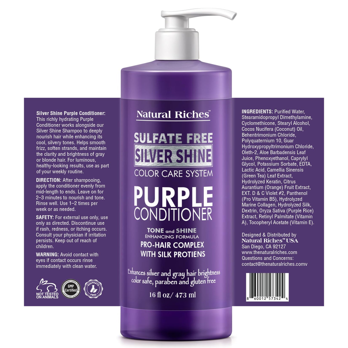 Natural Riches conditioner pump and texture showing hydration benefit