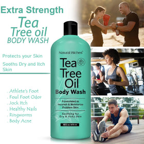 Natural Riches tea tree leaves close-up highlighting botanical ingredient benefits