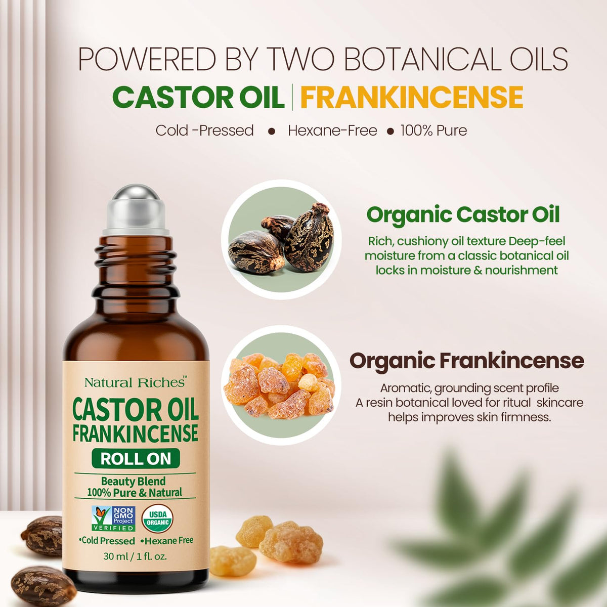 Natural Riches oil texture drop highlighting cold-pressed, lightweight hydration