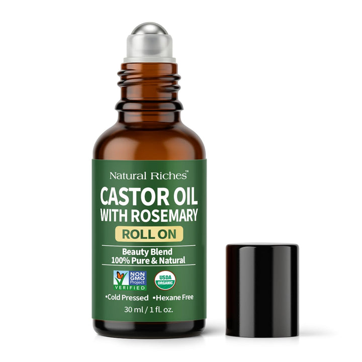 Natural Riches roll-on front packaging showing clear branding and compact bottle benefit portability