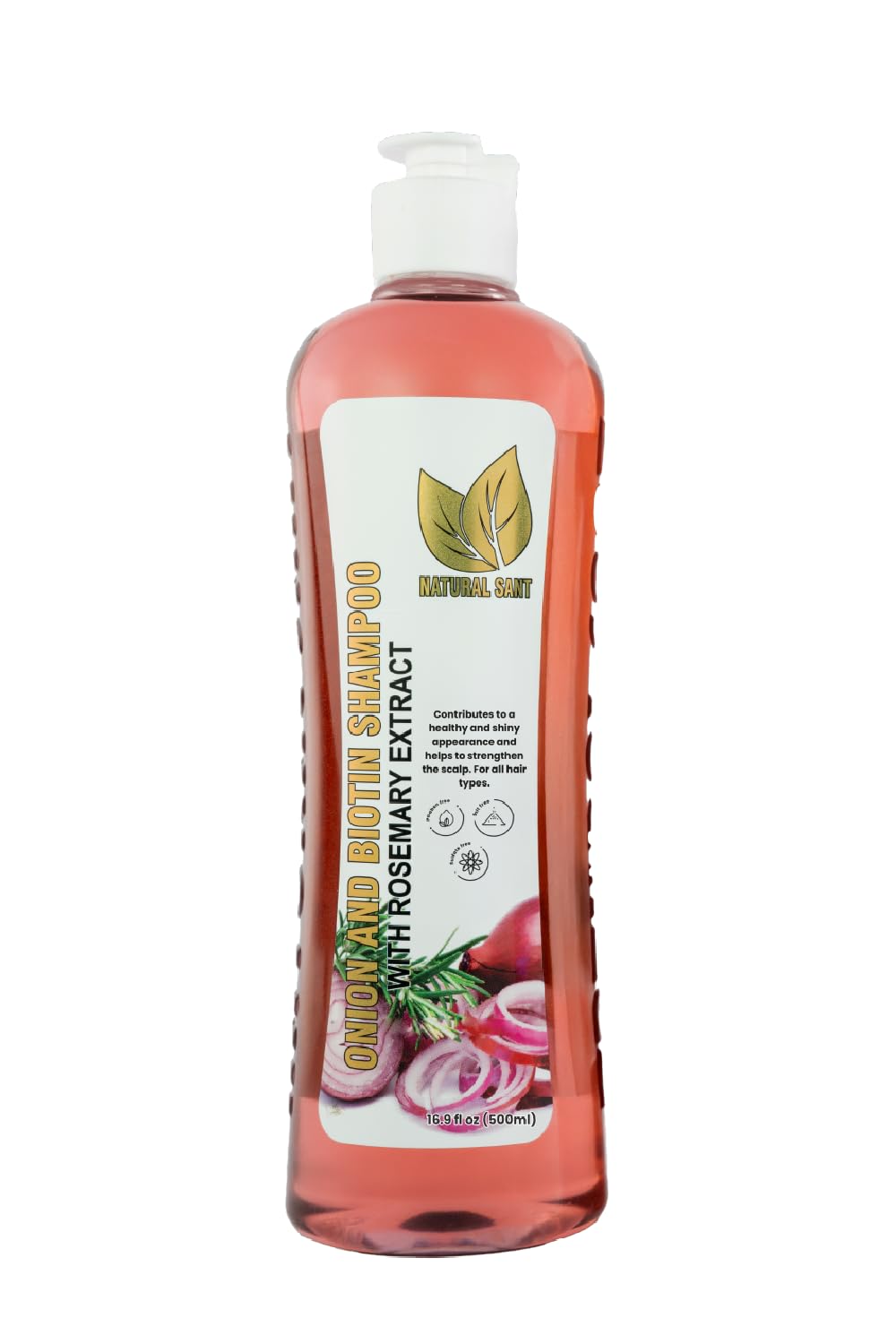Natural sant bottle front view showing product and packaging benefits