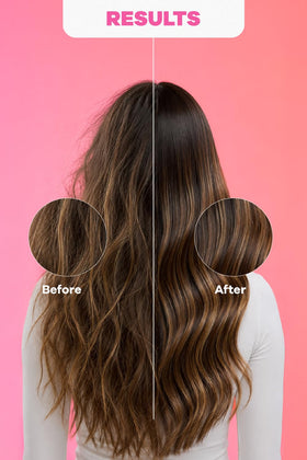 Natural Sant before and after hair ends comparison showing improved-looking tips