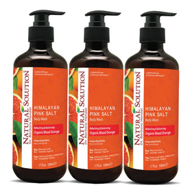 Natural Solution front packaging shows three bottles and refreshing benefit