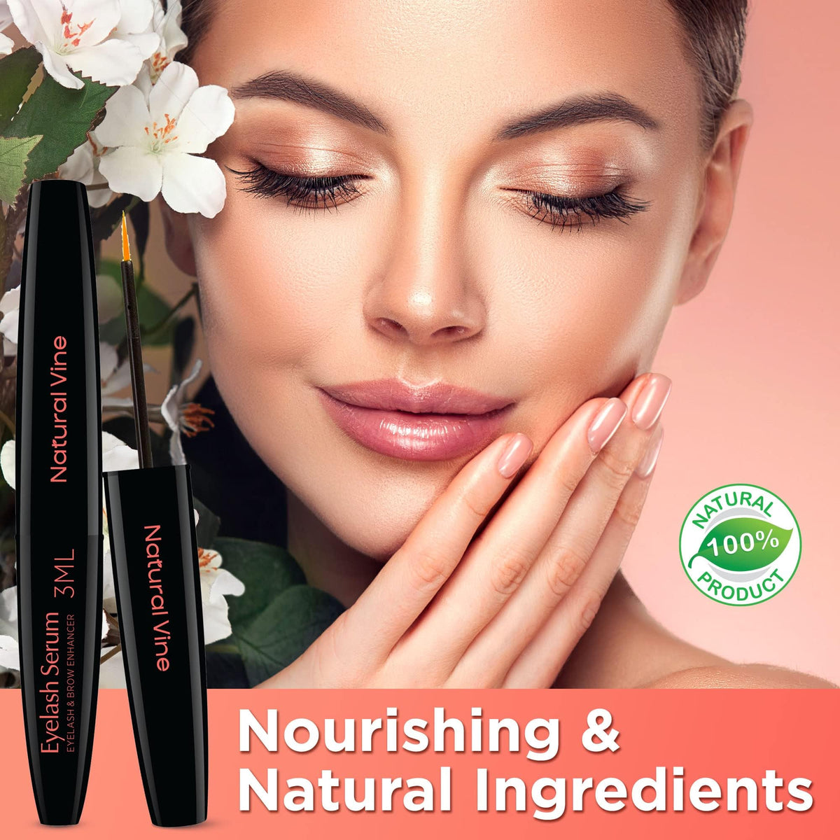 Natural Vine label and ingredient list, emphasizes vegan cruelty-free benefits
