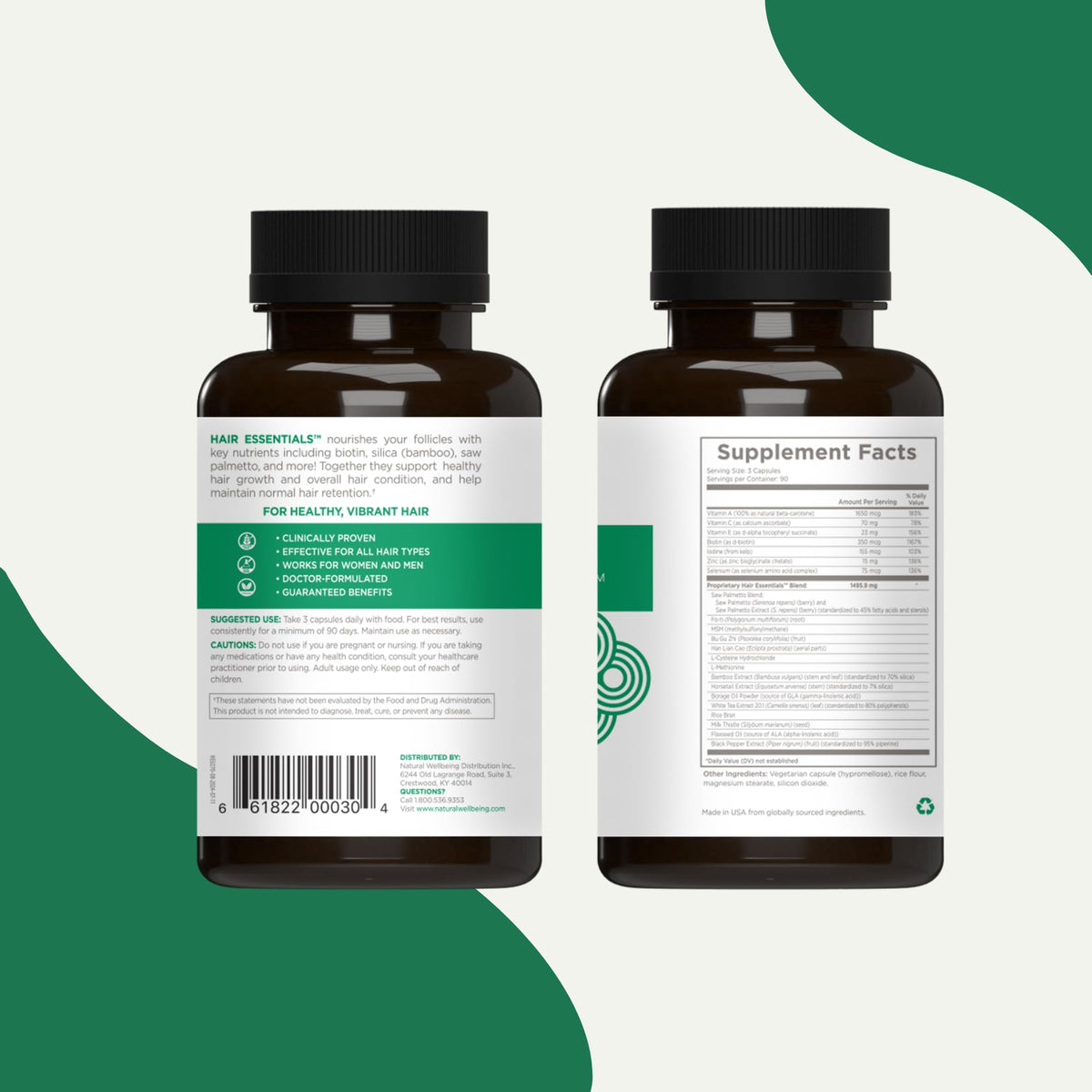 Natural Wellbeing bottle on bathroom shelf suggesting simple daily routine