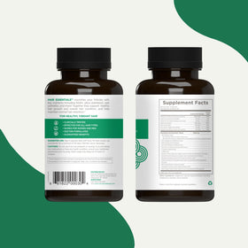 Natural Wellbeing bottle on bathroom shelf suggesting simple daily routine