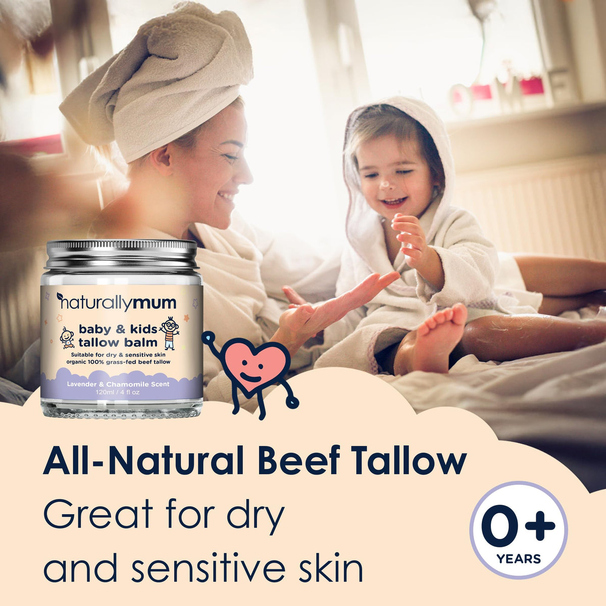 NaturallyMum being applied to baby's cheek showing gentle moisturization benefit