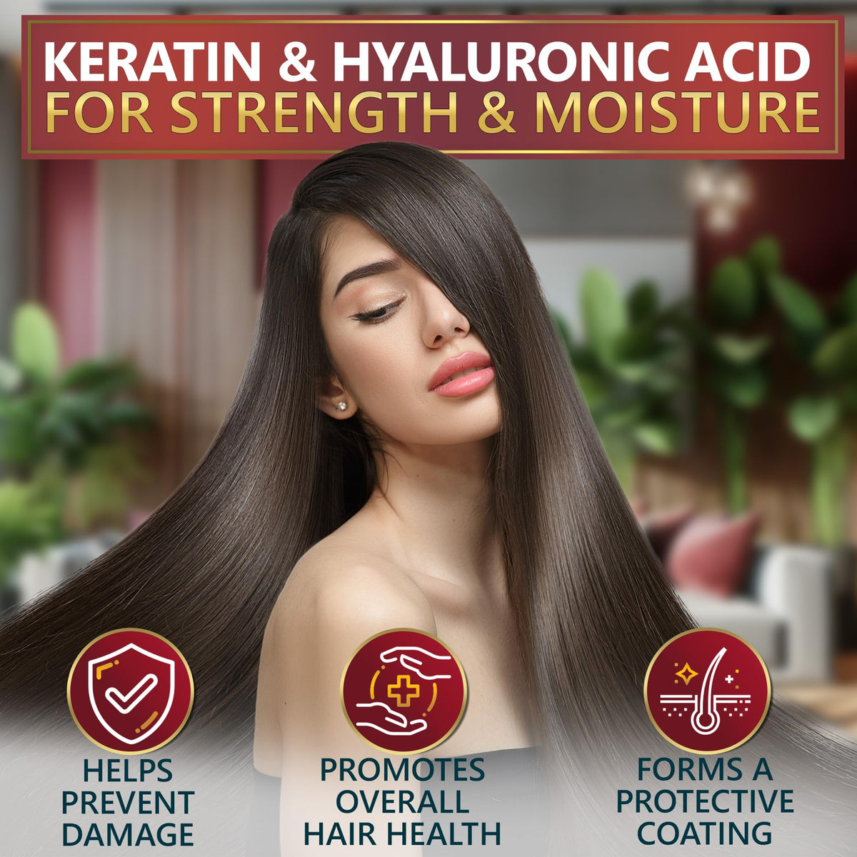 NATURAVIS bottle close-up label highlighting keratin and sulfate-free benefits