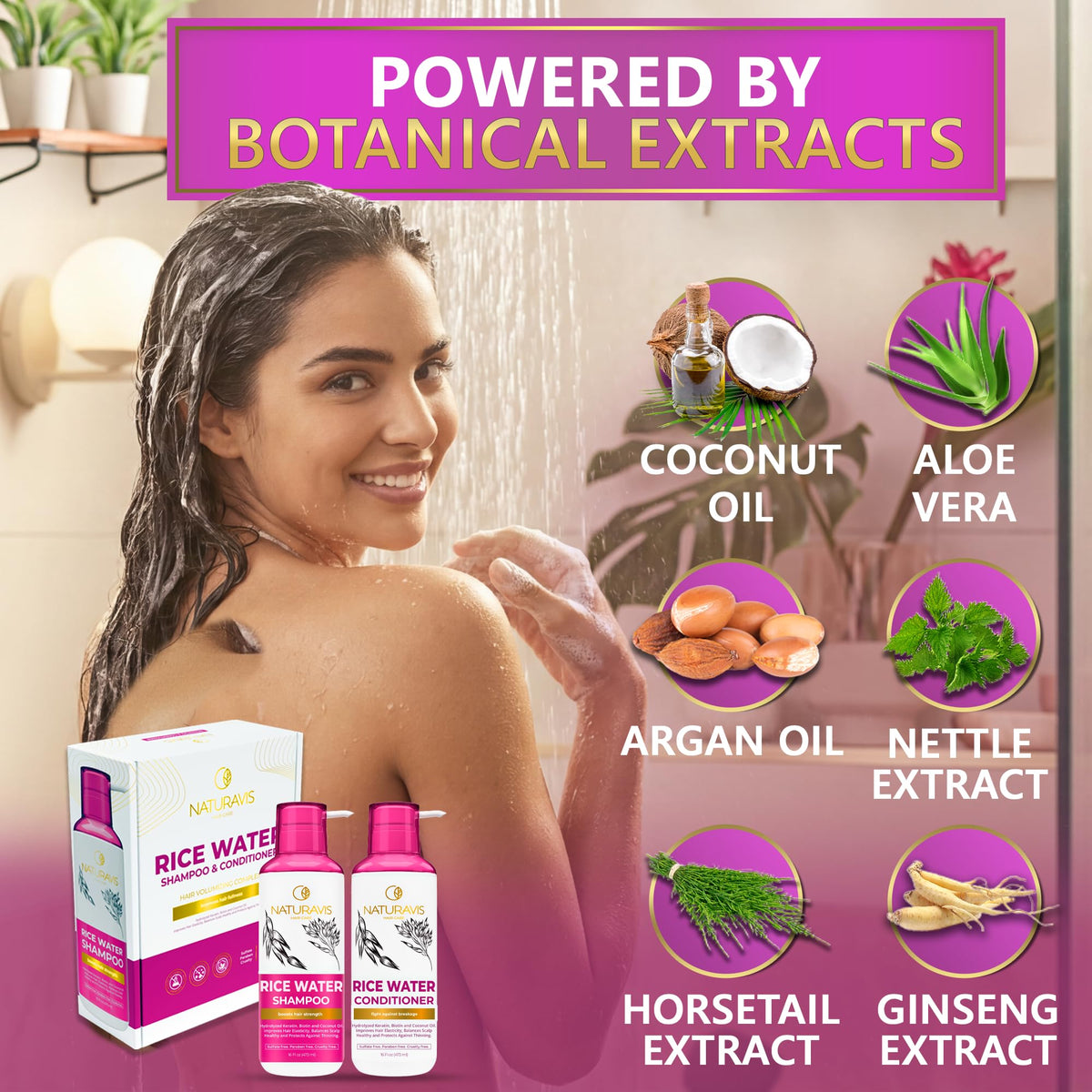 NATURAVIS in-shower use lifestyle image showing easy daily application