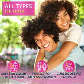 NATURAVIS in-use on woman with defined curls for bounce