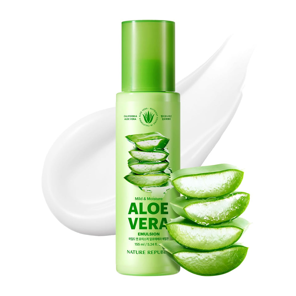 Nature Republic bottle front view showing soothing aloe and hydration benefits