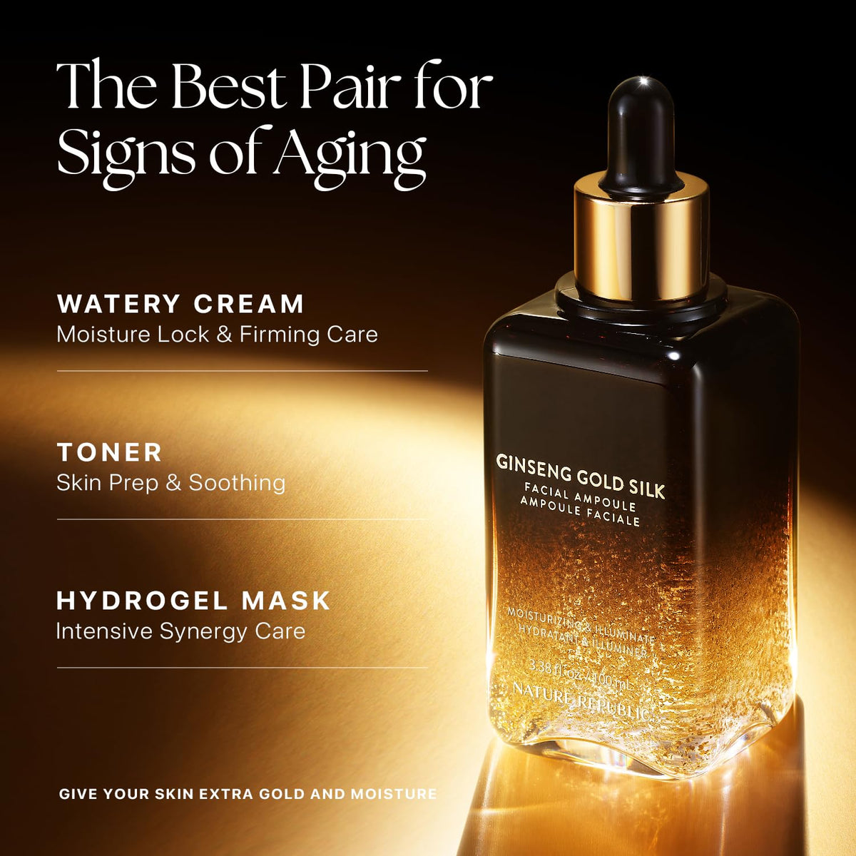 Nature Republic visible gold flakes in ampoule for luminous skin finish