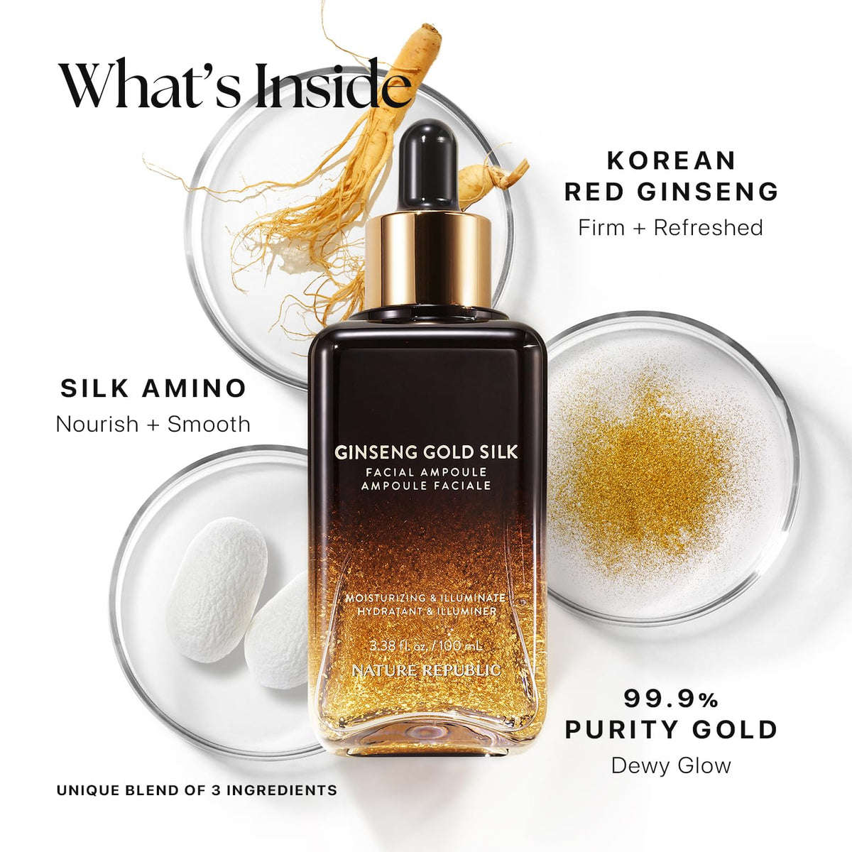 Nature Republic ampoule silky texture on hand showing quick absorption benefit