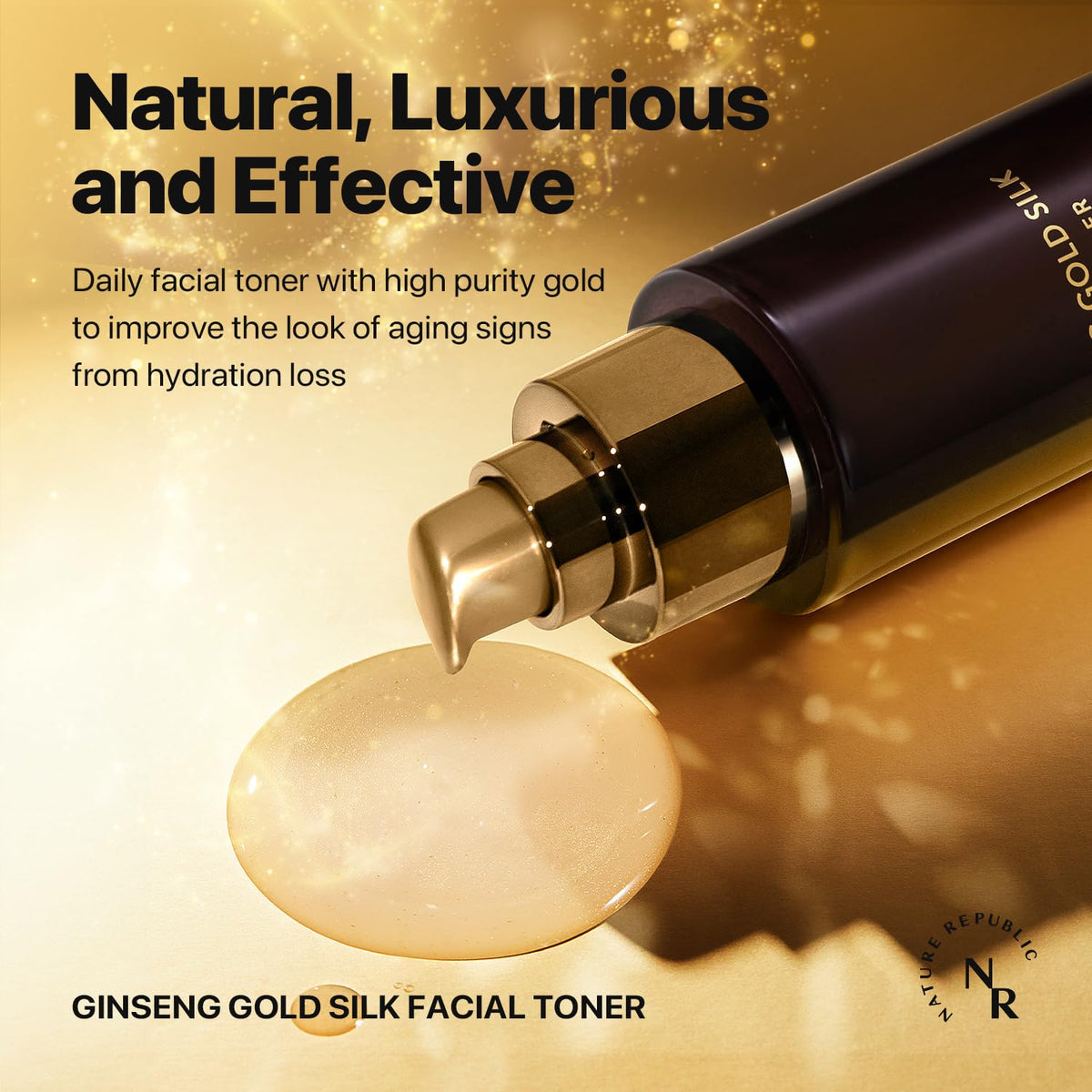 Nature Republic toner texture close-up highlighting silky formula and moisturizing finish