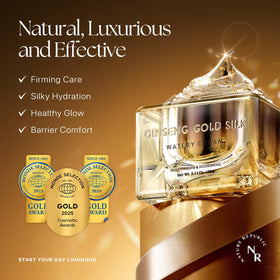 Nature Republic open jar with gold flakes visible for luxurious effect