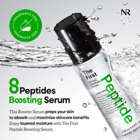 Nature Republic pump and cap detail highlighting hygienic dispenser and precise application benefit