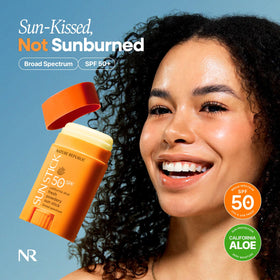 Nature Republic sunscreen texture close-up displaying powdery, non-greasy finish