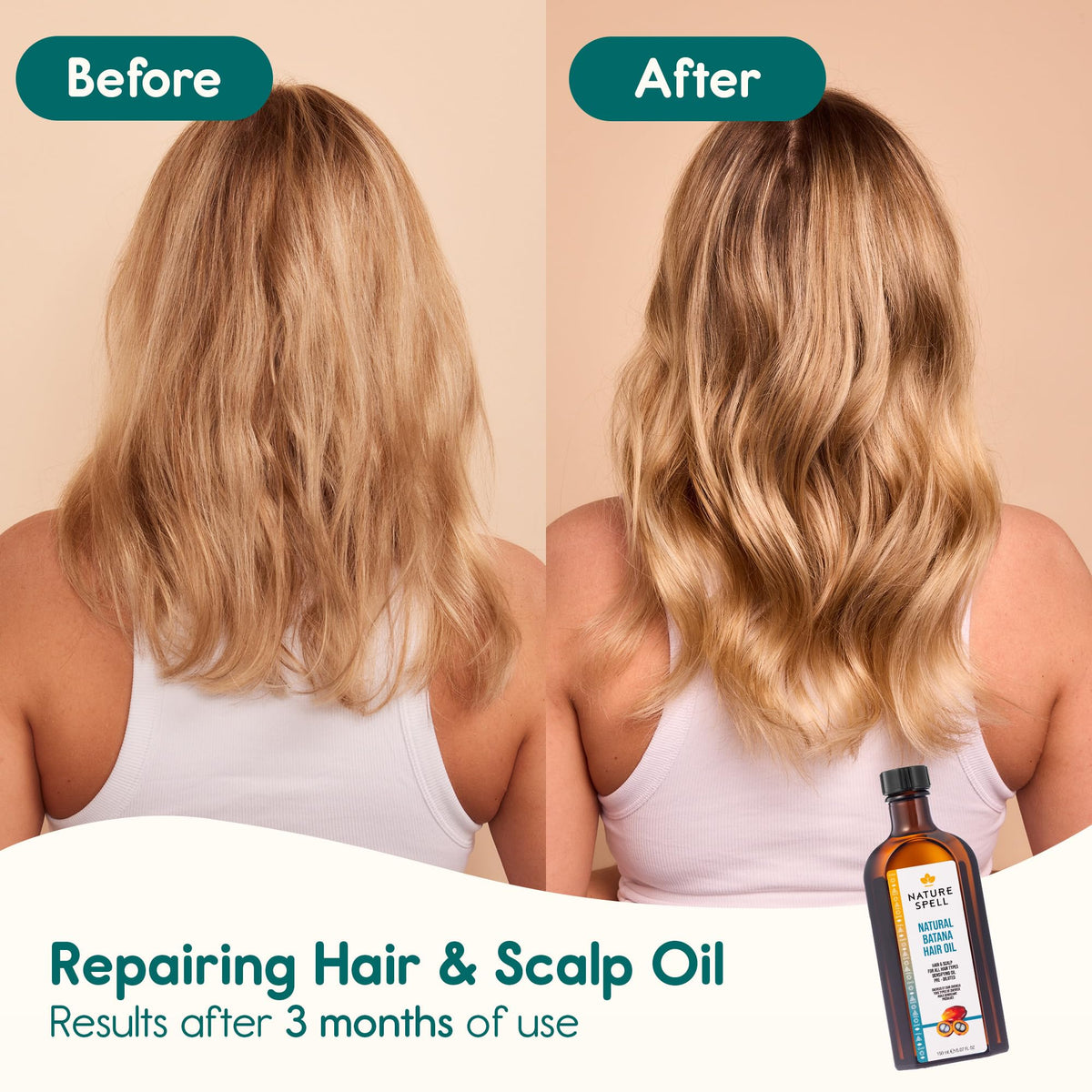 Nature Spell applied as a hair mask to improve softness and manageability