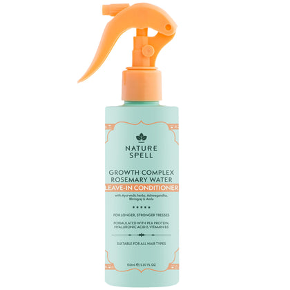 Nature Spell front bottle view showing leave-in conditioner benefits